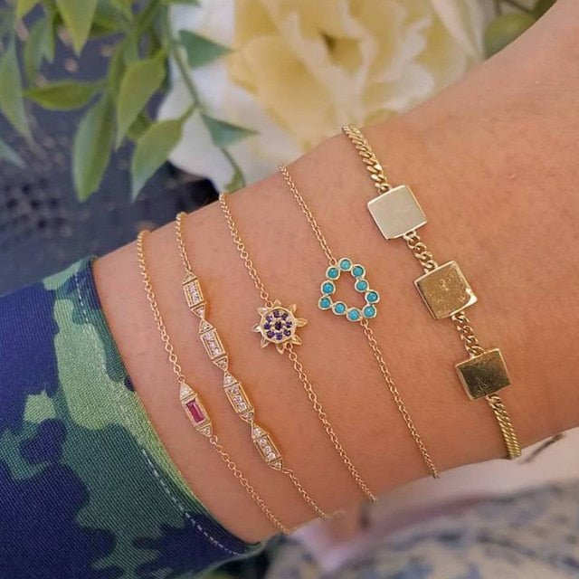 Turtle Heart Pearl Wave LOVE Crystal Marble Charm Bracelets for Women - 4154 image