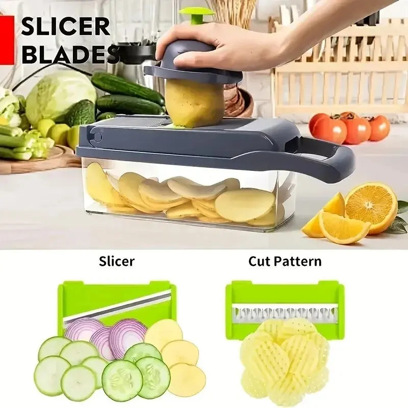 16pcs/Set Vegetable Chopper | Onion Chopper | Food Grate Chopper | Kitchen Vegetable Slicer Dicer Cut | Potato Shredder image 4