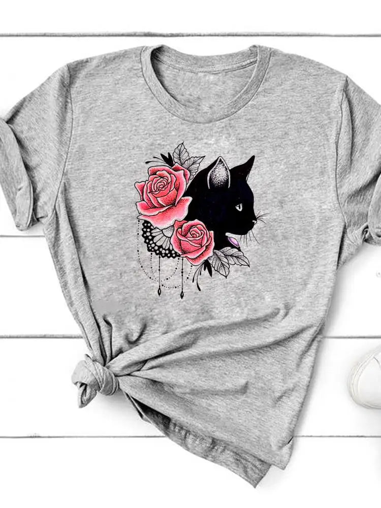 Paw Cat Dog Love Heart Graphic T-Shirt | Women‚Äôs Summer Fashion Short Sleeve Tee - ESL28116, XXL image