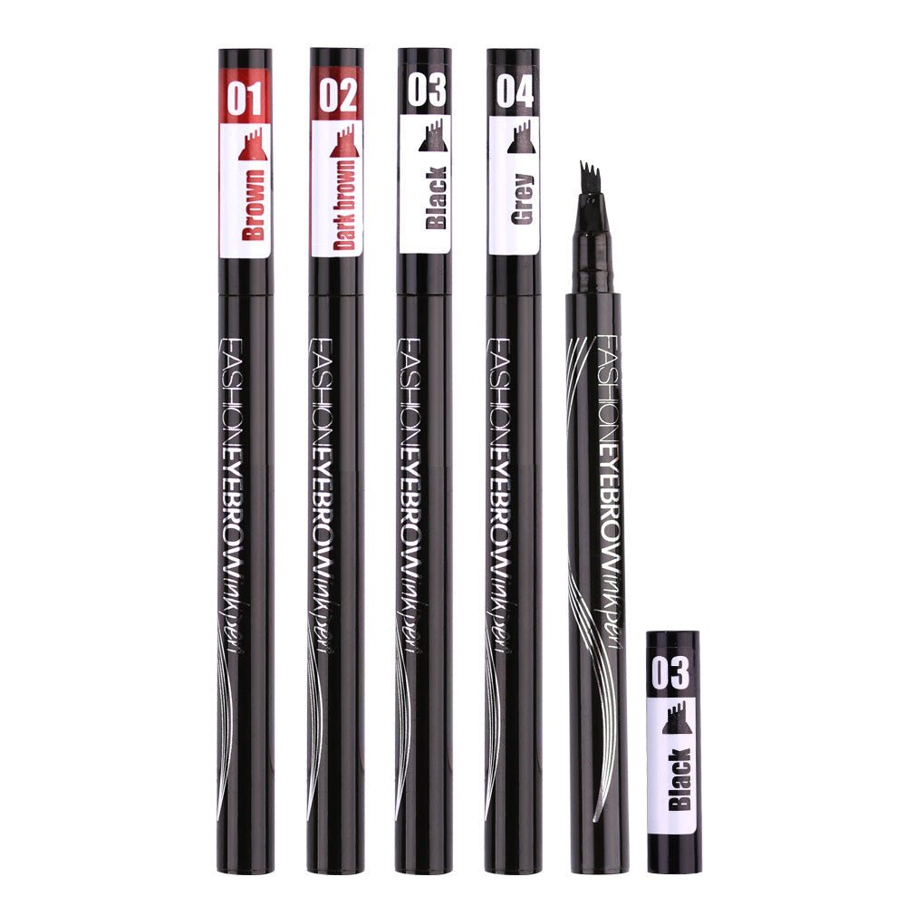 Waterproof Natural Eyebrow Pen Four-claw Eye Brow Tint Makeup three Colors Eyebrow Pencil Brown Black Grey Brush Cosmetics image 1