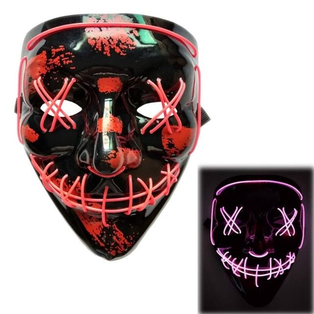 Halloween LED Purge Mascara Costume DJ Party Light Up Glow In Dark Masks image