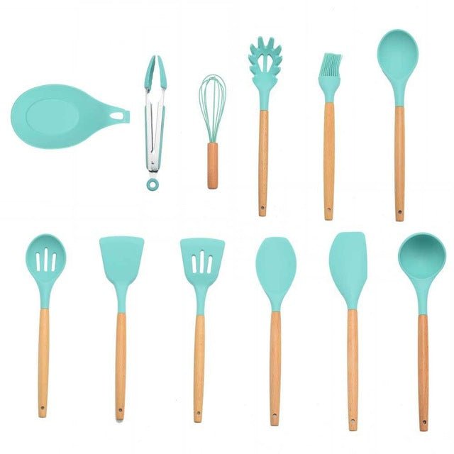 Heat Resistant Non-Stick Silicone Kitchenware Cooking Utensils Set With Storage Box Tools image 5