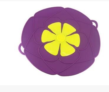 Silicone Lid Spill Stopper Cover For Pots and Pans - PURPLE image