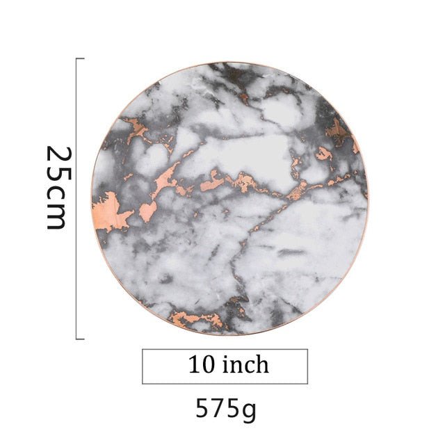 1Pc European Style Marble Gold Inlay Porcelain Plate image 11