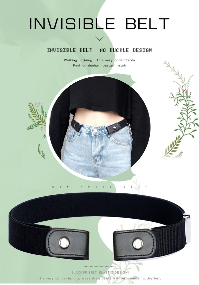 NO.ONEPAUL Jeans Women's punk style buckle-free belt | Slim Sports Trendy comfortable Elastic No-buckle Belt image 13