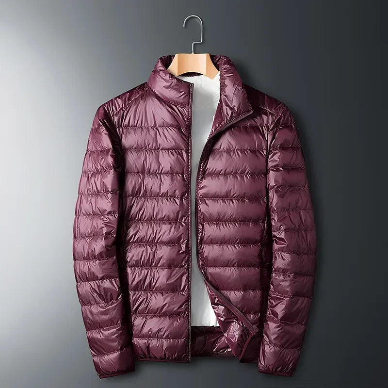 Ultra-Light Waterproof White Duck Down Jacket for Men | Casual & Portable Outdoor Winter Coat - Red, XXL image