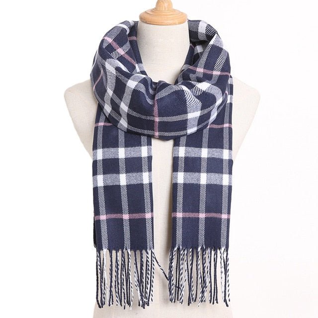 VIANOSI Plaid Winter Scarf for Women | Warm Foulard Solid Scarves | Casual Cashmere Scarfs - 02, 190CM X 35CM image