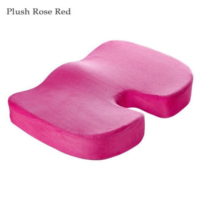 Orthopedic Hemorrhoid Seat Cushion Memory Foam Car Seat Cushion Set Slow Rebound Office Chair Waist Support Coccyx Pain Relief - Plush Rose Red Seat image