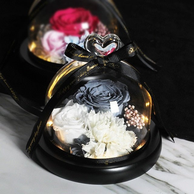 The Beauty and Beast Forever Rose Flower With Night Light in Glass Dome - 124 image