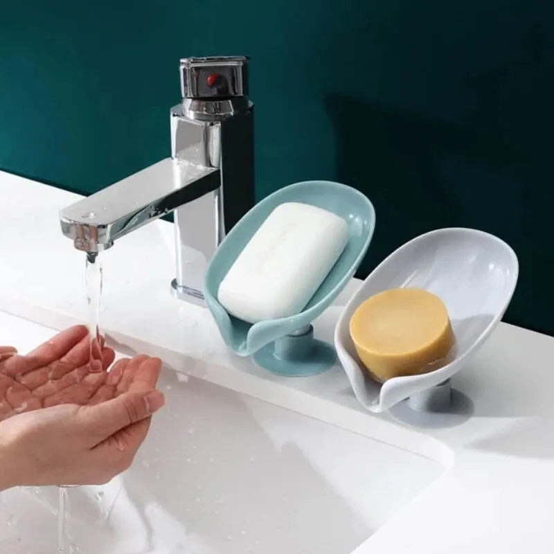 2pcs Leaf Shape Drain Soap Holder | Suction Cup Tray for Shower, Kitchen & Bathroom image 18
