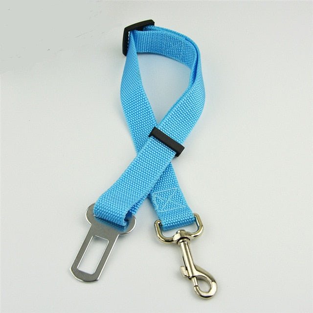 Pet Dog and Cat Car Seat Belt | Adjustable Harness Seatbelt | Lead Leash for Small Medium Dogs Travel Clip - sky blue, 45-72cm width 2.5cm image
