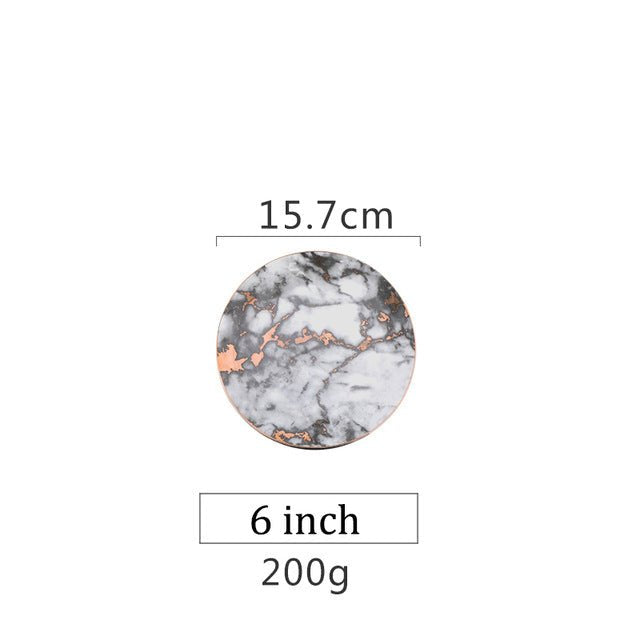1Pc European Style Marble Gold Inlay Porcelain Plate image 5