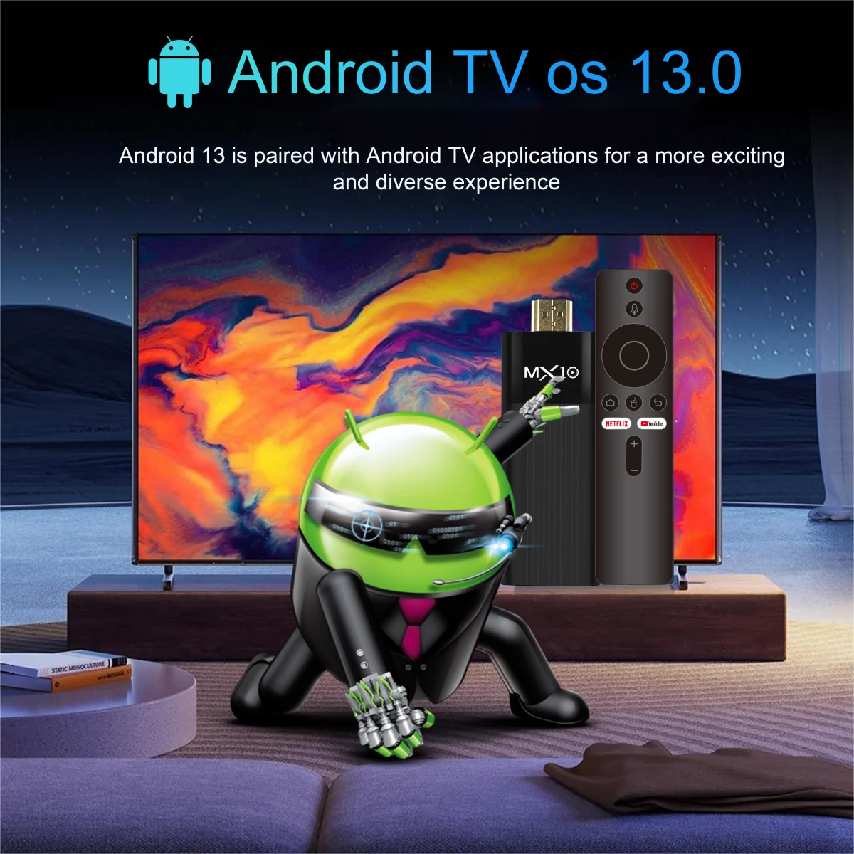MX10-F3 4K TV Stick ‚Äì Android 11, Dual-Band Wi-Fi, 2GB RAM, 16GB Storage, Ultra HD Streaming image 0