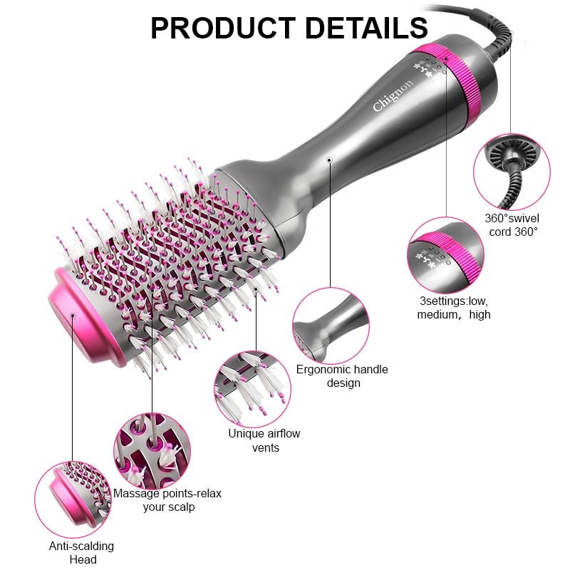 1000W Hair Dryer Hot Air Brush Styler and Volumizer Hair Straightener Curler Comb Roller One Step Electric Ion Blow Dryer Brush image 6