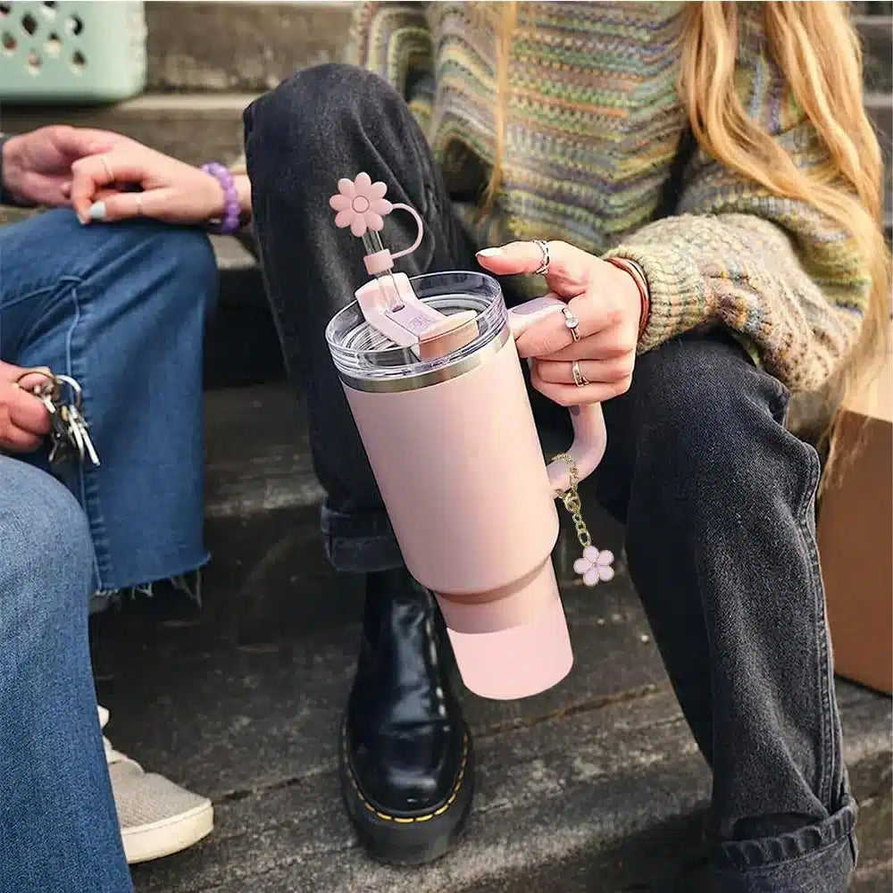 9-Piece Stanley Cup Accessories Set: Spill-Proof Stoppers, Straw Covers, & Flower Charm image 5