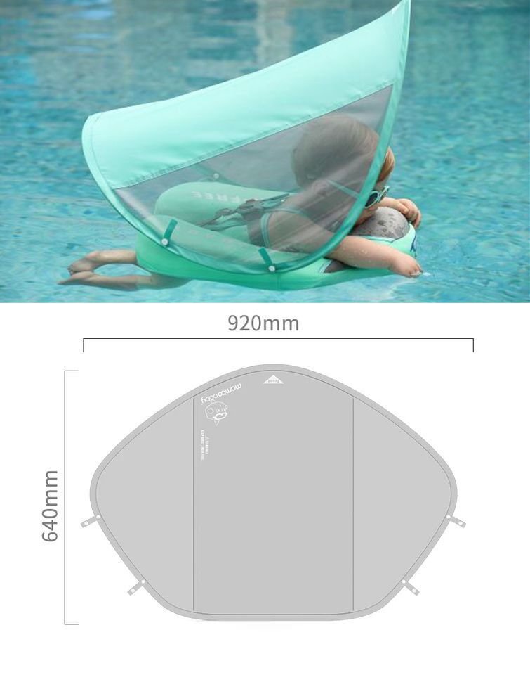 Non-Inflatable Baby Smart Swimming Float Ring Trainer with Sunshade image 21