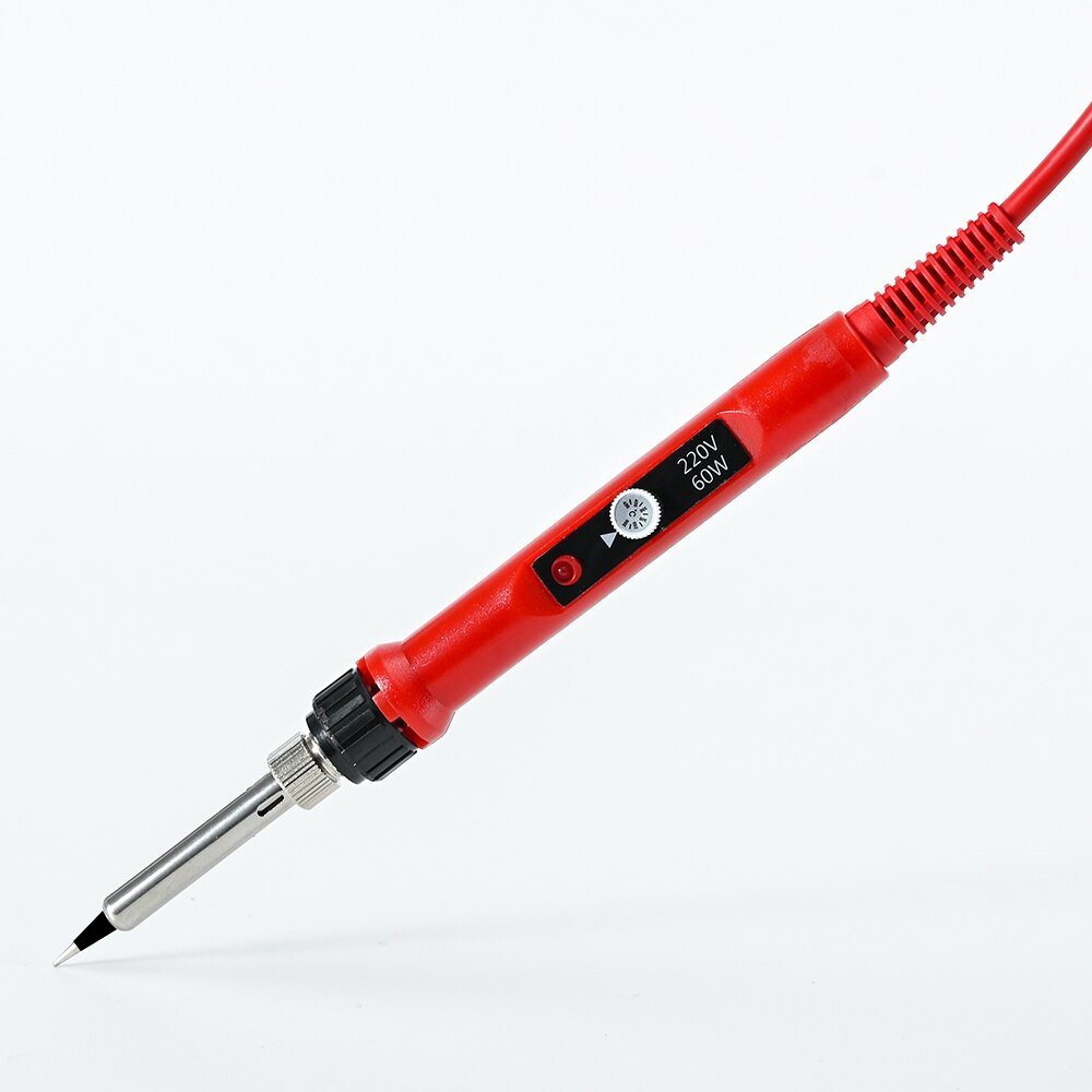 60/80W Digital Electric Soldering Iron – Adjustable Temperature Welding Tool with Tips, Stand, and Tin Wire - US 110V-130V, 60W red no screen image