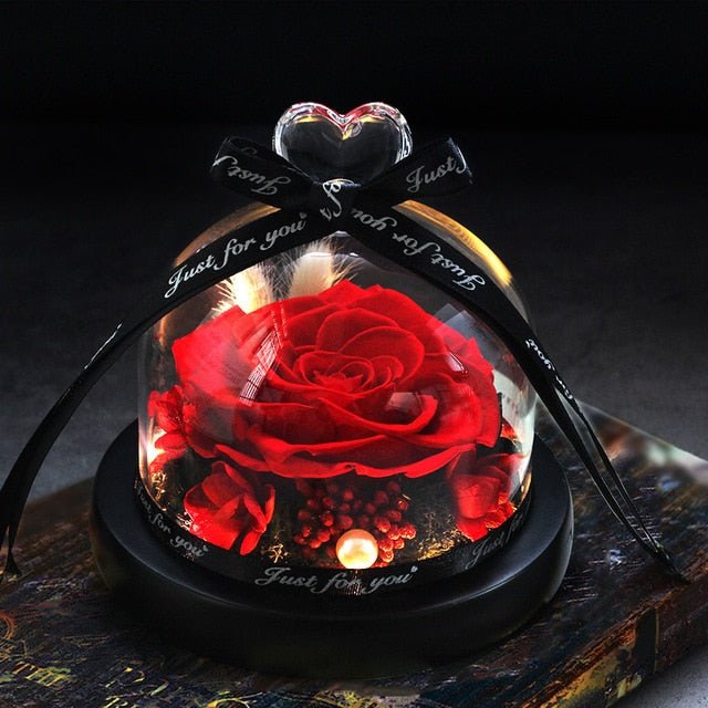 The Beauty and Beast Forever Rose Flower With Night Light in Glass Dome - 17 image