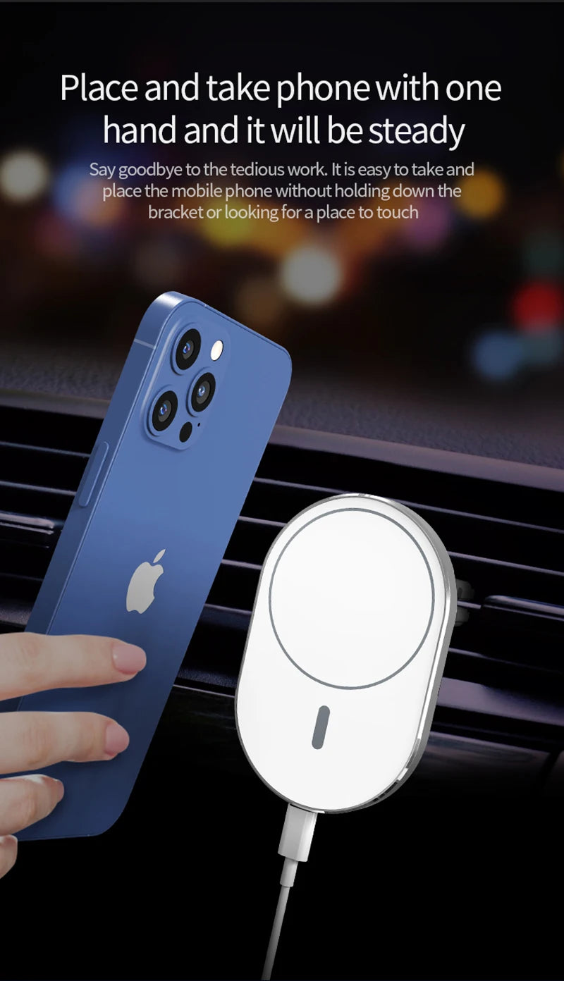 Magnetic Car Phone Holder with 15W Qi Wireless Charging for MagSafe iPhone 12-15 Pro Max image 13