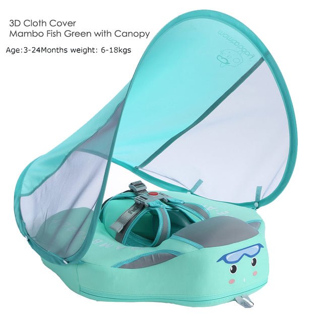 Mambo Non-Inflatable Waterproof Baby Smart Swim Trainer - 3D canopy green image