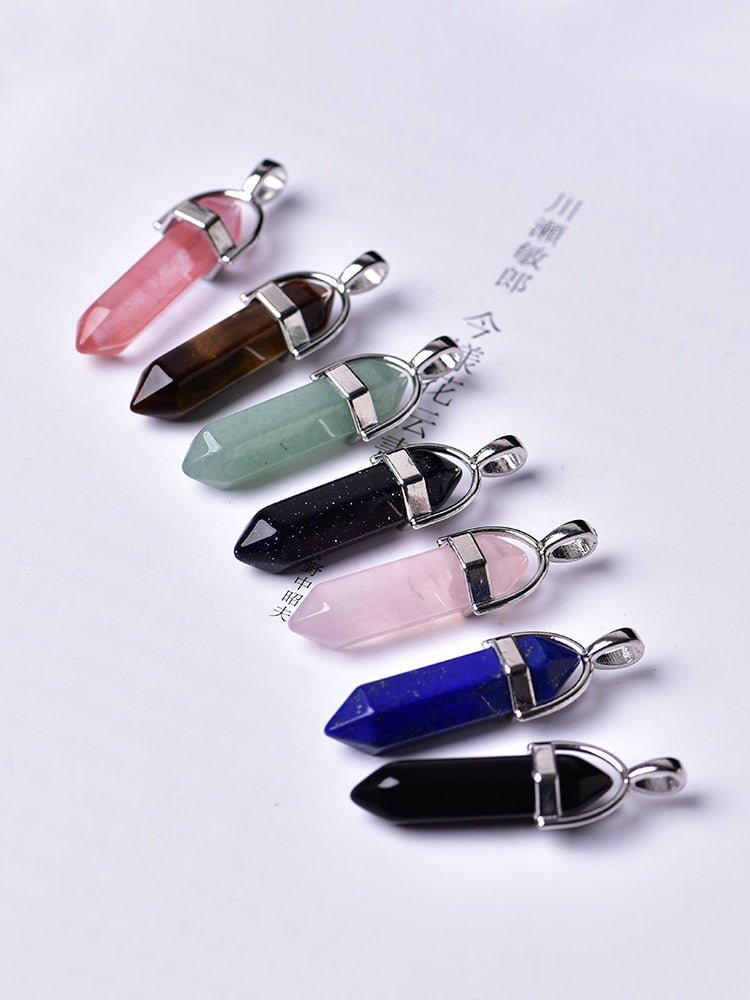 1PC Natural Amethyst Rose Quartz Crystal Point Pendant image 7