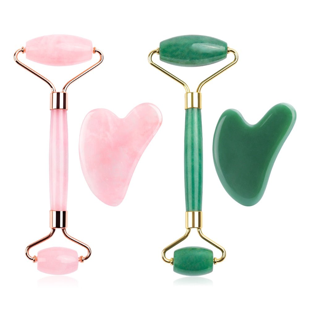 Rose Quartz Roller Slimming Face Massager | Natural Jade Facial Massage Roller Stone image 1