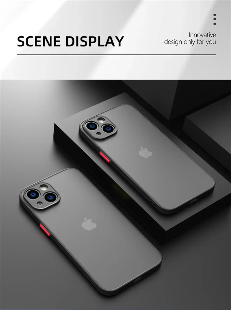 Shockproof Thin Matte Case For iPhone 15 14 13 12 11 Pro Max XR XS X 8 Plus Mini Silicone Bumper Clear Hard PC Protective Cover image 25