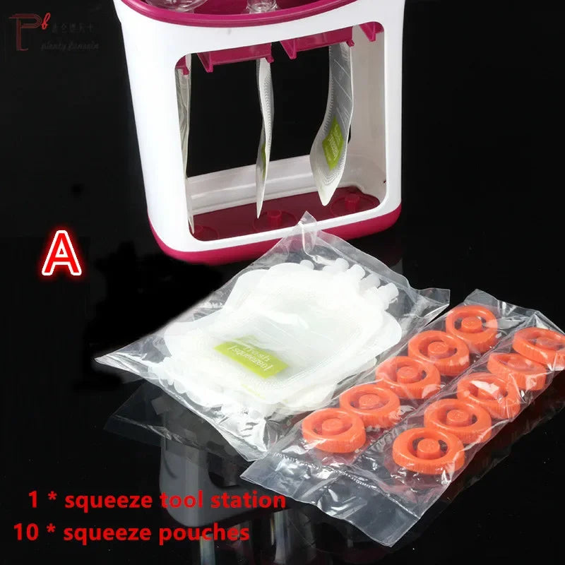 Baby Food Squeeze Station Set | Easy Fruit Puree Maker & Storage Organizer for Kids image 6
