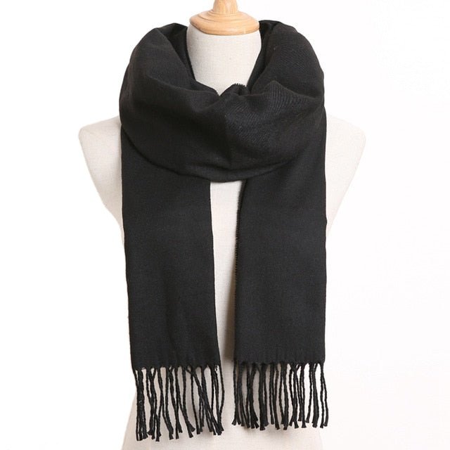 VIANOSI Plaid Winter Scarf for Women | Warm Foulard Solid Scarves | Casual Cashmere Scarfs - 58, 190CM X 35CM image