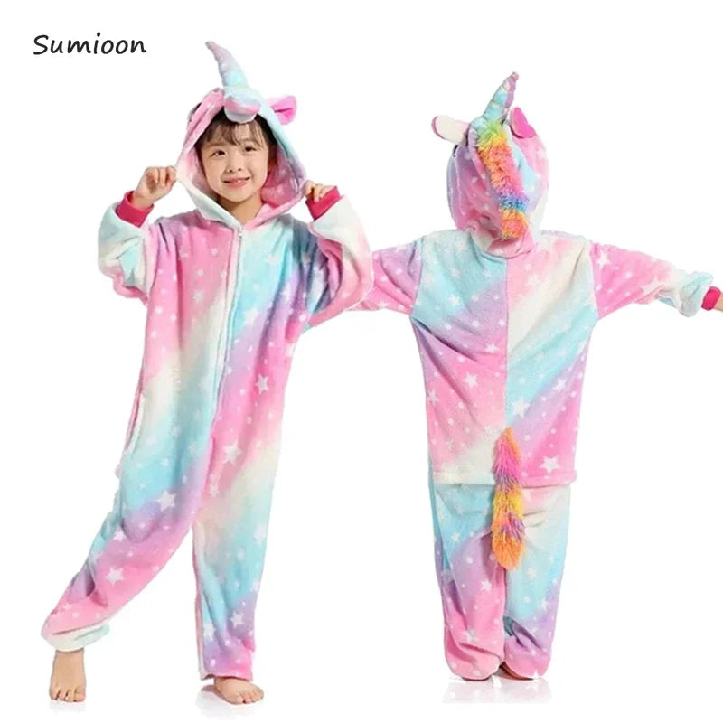 Kigurumi Children‚Äôs Animal Pajamas | Unicorn, Panda, Cat Winter Flannel Pajamas image