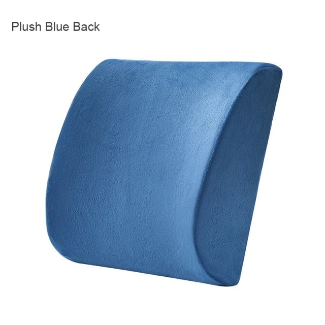 Orthopedic Hemorrhoid Seat Cushion Memory Foam Car Seat Cushion Set Slow Rebound Office Chair Waist Support Coccyx Pain Relief - Plush Blue Back image