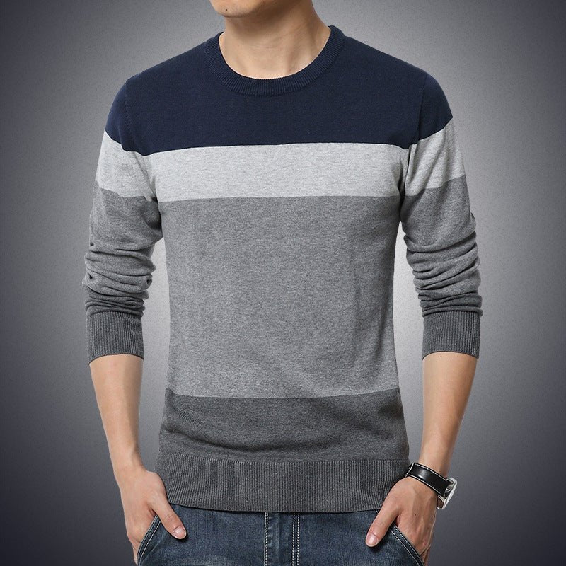 Autumn Casual Men's Sweater | O-Neck Striped Slim Fit Knittwear | Mens Sweaters Pullovers image 11