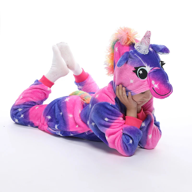 Kigurumi Children‚Äôs Animal Pajamas | Unicorn, Panda, Cat Winter Flannel Pajamas image 25