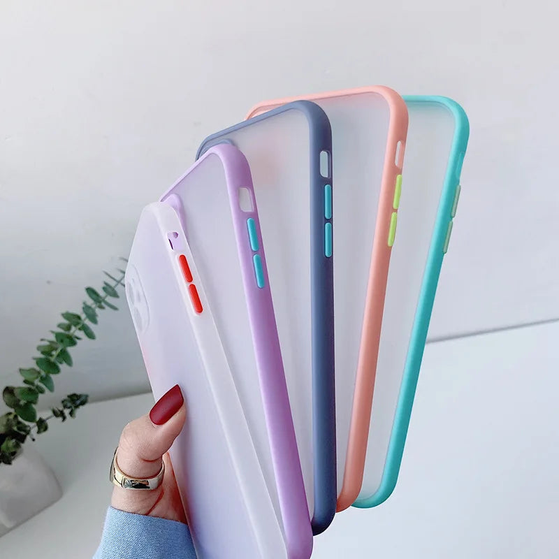 Luxury Shockproof Armor Matte Case For iPhone 14 13 11 12 Pro Max Mini XR XS X 7 8 Plus Soft Silicone Bumper Clear Hard PC Cover image 0