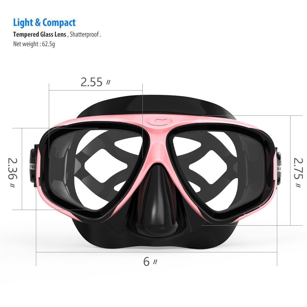 COPOZZ Scuba Diving Mask Set Anti Fog Goggles with Snorkel Glasses Tube Adjustable Strap for Women Men Adult Swimming Mask image 10