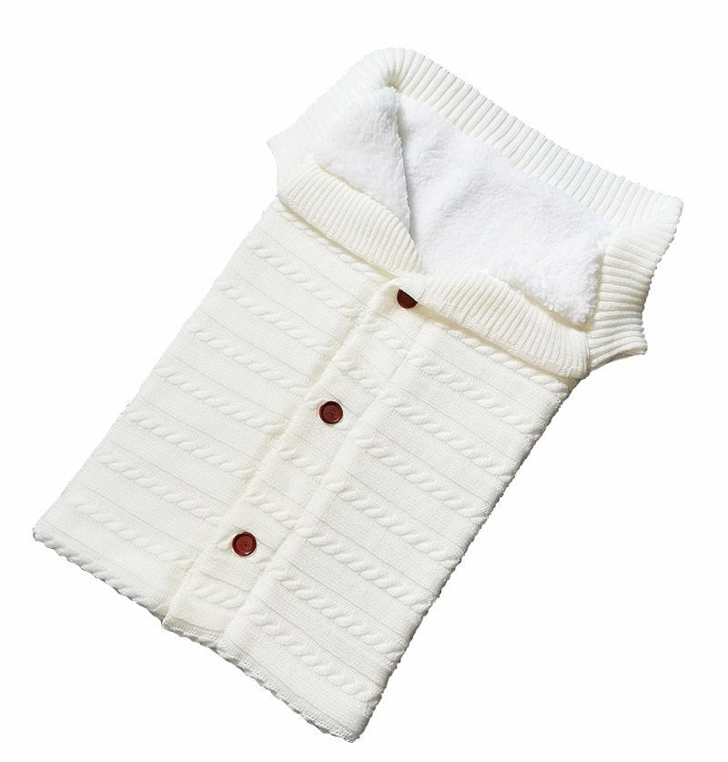 Newborn Baby Winter Warm Sleeping Bag ‚Äì Infant Button Knit Swaddle Wrap & Toddler Blanket Stroller Wrap image 4