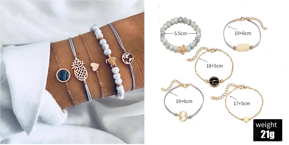 Turtle Heart Pearl Wave LOVE Crystal Marble Charm Bracelets for Women image 34