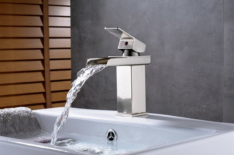 Deck Mount Waterfall Bathroom Faucet Vanity Vessel Sink Mixer Tap Cold Hot Water Tap image 6