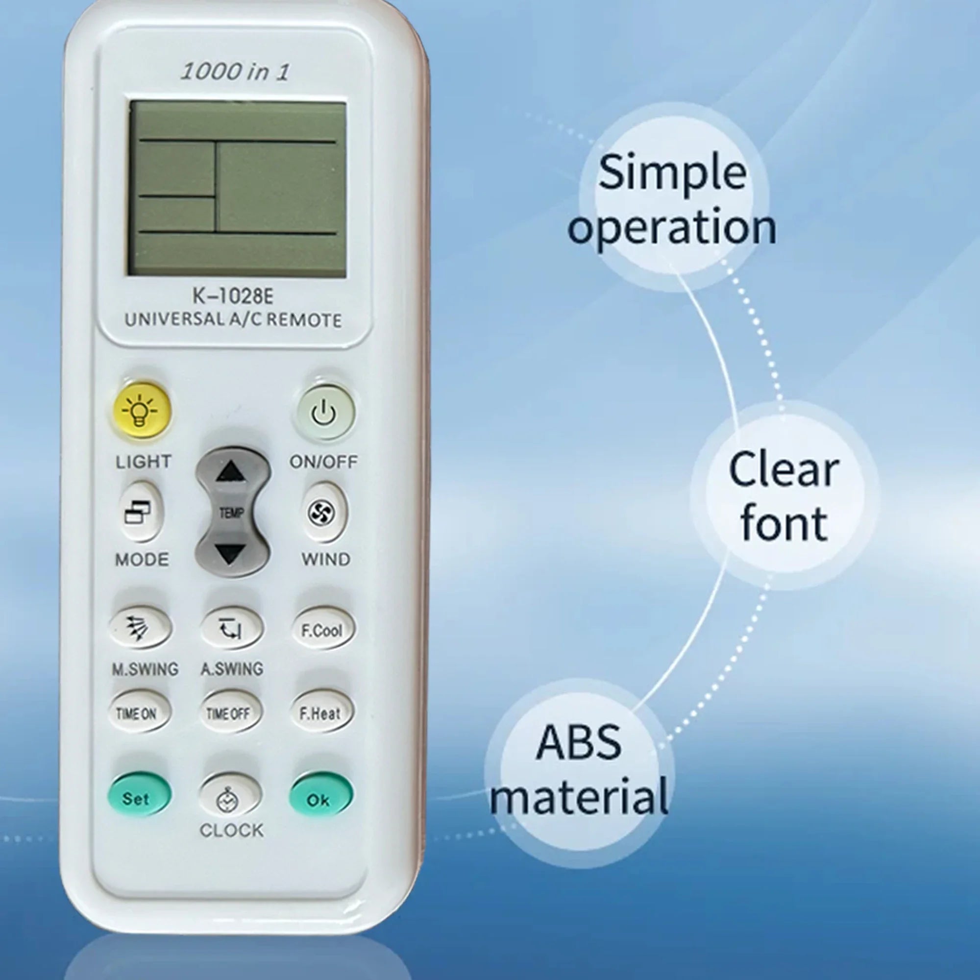 K-1028E Universal Air Conditioner Remote Control ‚Äì Compatible with Haier, LG, Panasonic, Hitachi, Gree, and More image 5