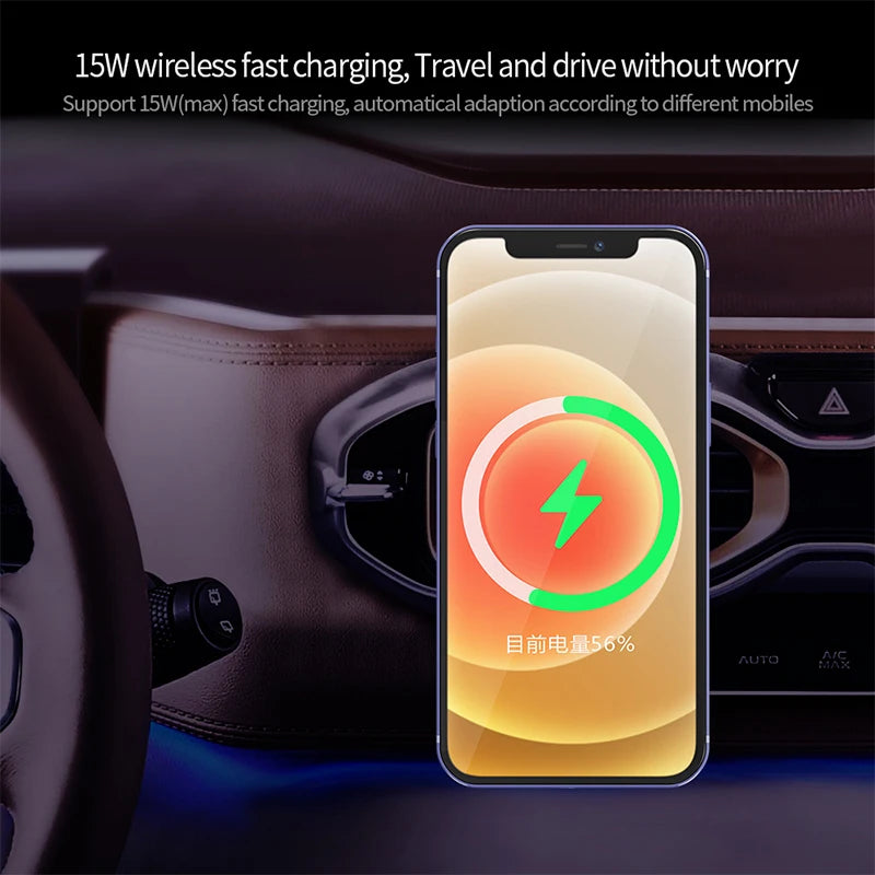 Magnetic Car Phone Holder with 15W Qi Wireless Charging for MagSafe iPhone 12-15 Pro Max image 2