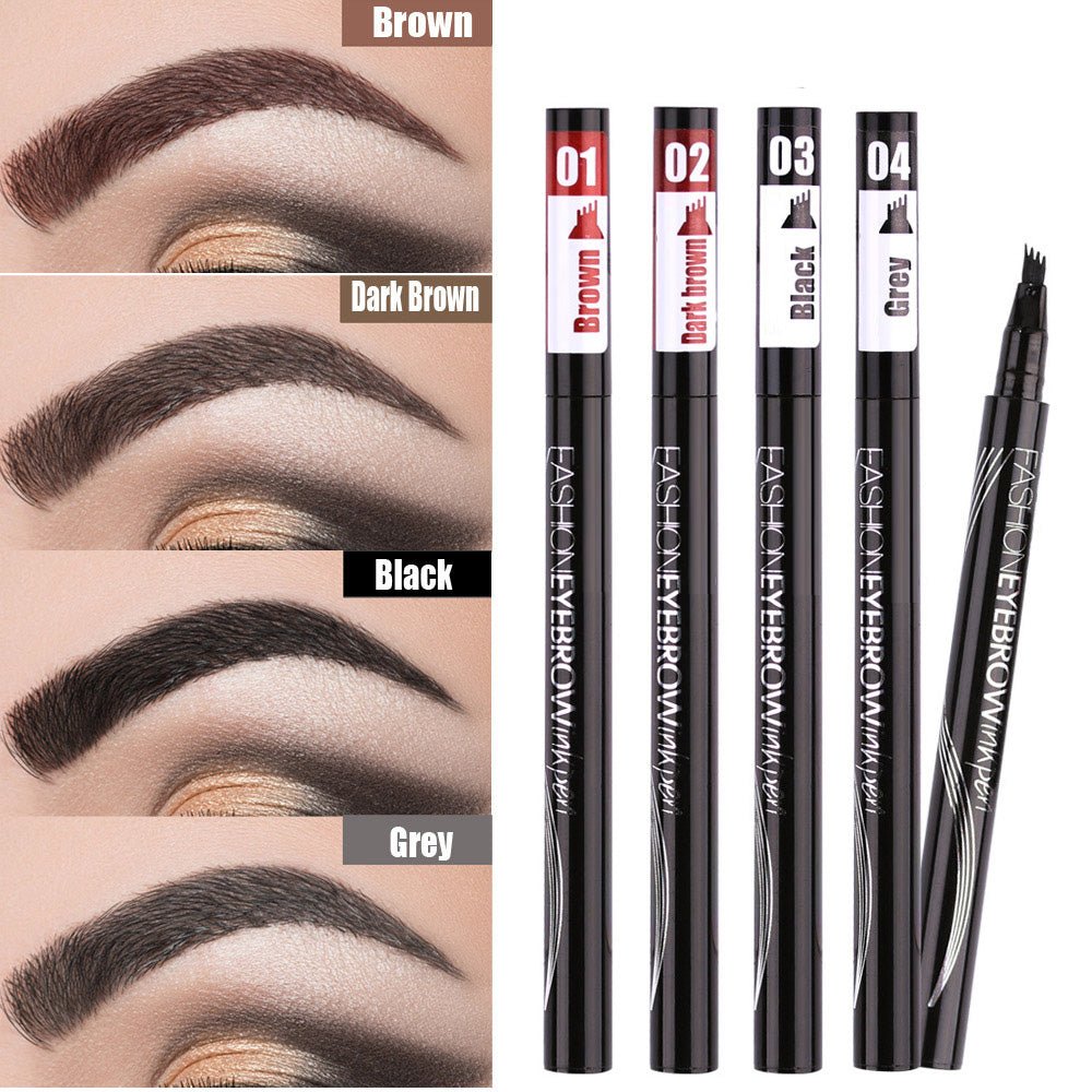 Waterproof Natural Eyebrow Pen Four-claw Eye Brow Tint Makeup three Colors Eyebrow Pencil Brown Black Grey Brush Cosmetics image 25