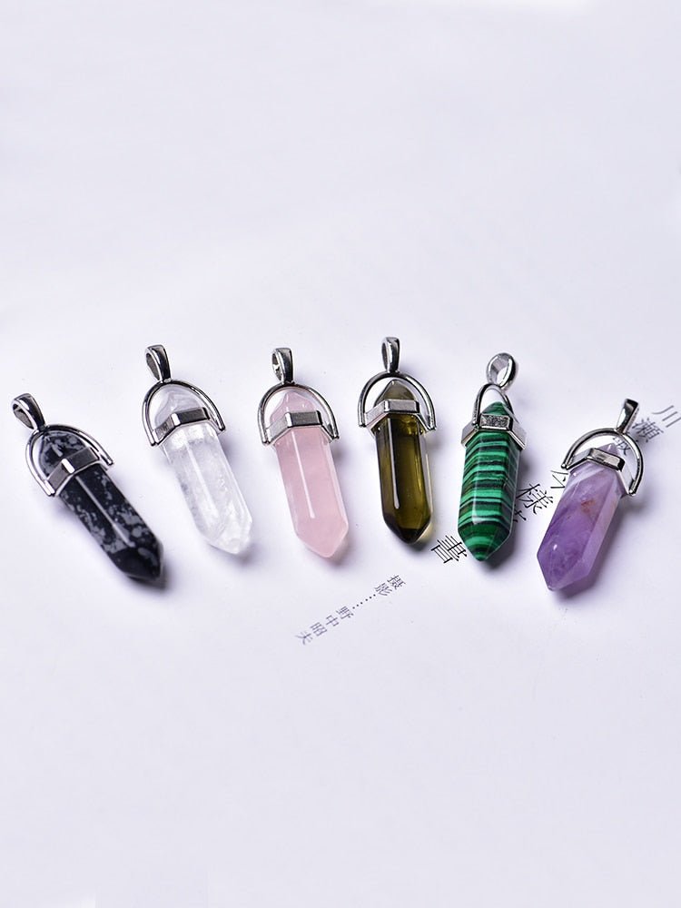 1PC Natural Amethyst Rose Quartz Crystal Point Pendant image 8