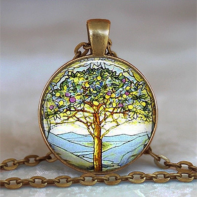 Tree Of Life Glass Cabochon Statement Necklace & Pendant Jewelry image 27