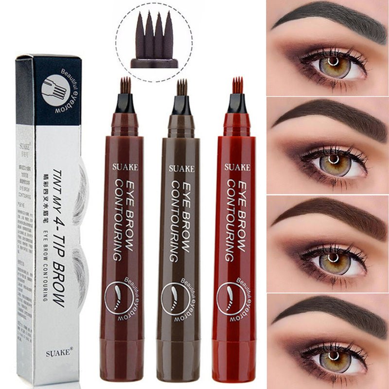 Four-Headed Eyebrow Pencil Waterproof Sweat-Proof Non-Fading Black Brown Liquid Eyebrow Pencil 4-Fork Eyebrow Pencil image 13