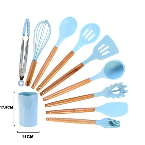 Heat Resistant Non-Stick Silicone Kitchenware Cooking Utensils Set With Storage Box Tools image 7