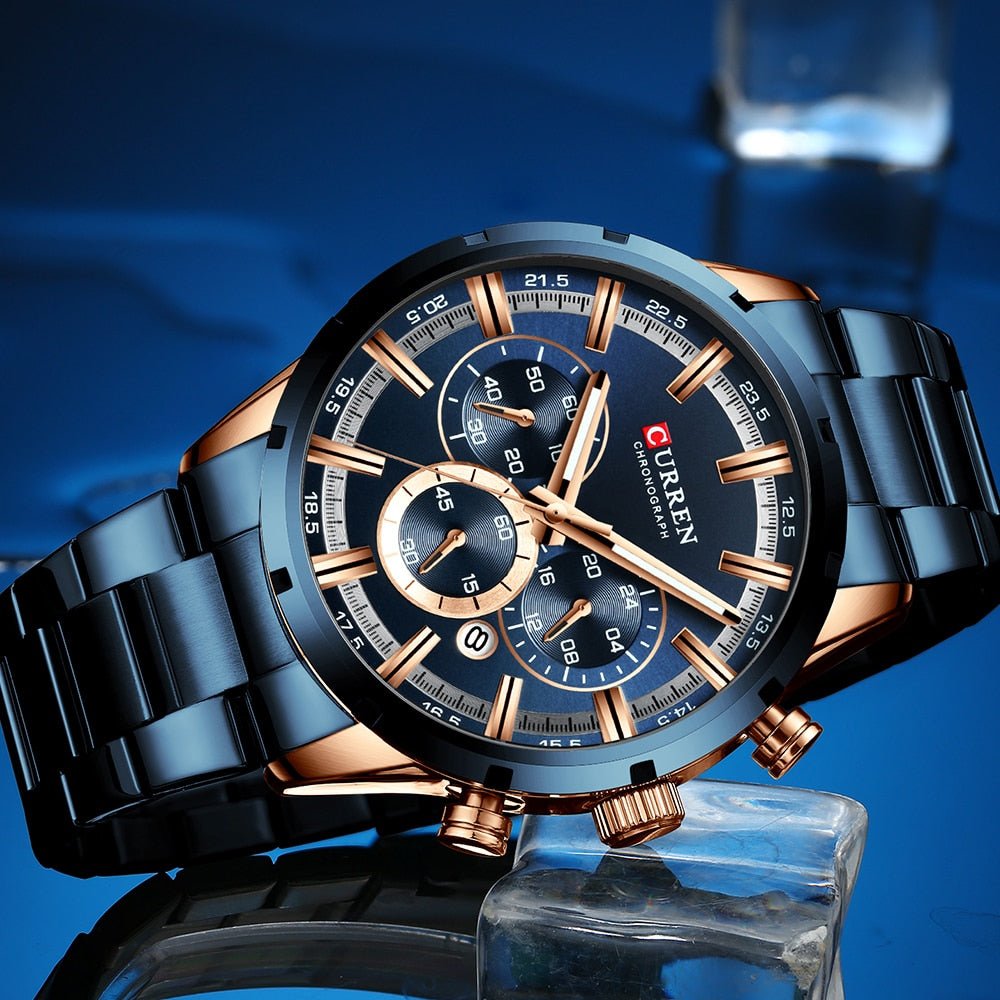 Mens Classy Watch Blue Dial Stainless Steel Band Date Mens Business Male Watches Waterproof Luxuries Men Wrist Watches for Men image 21