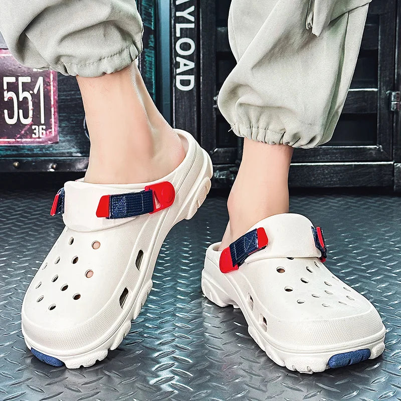Classic Summer Men’s Sandals | White Comfortable Women’s Clogs | Beach Shoes | Sandals Slip-on Outdoor Sneakers image 2