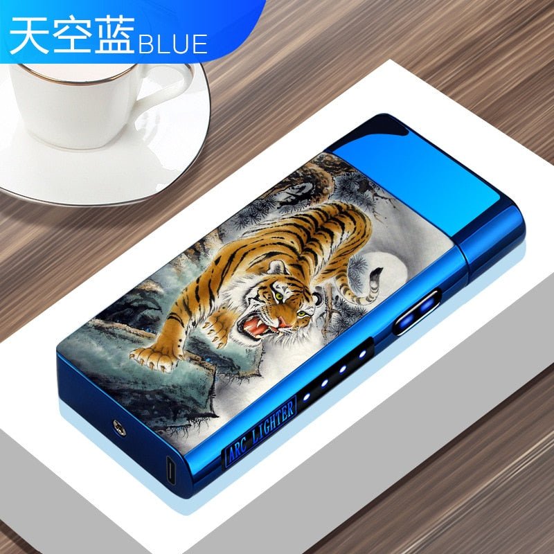 New Double Plasma Windproof Electric Arc Cigarette Lighter - A10-Tiger image