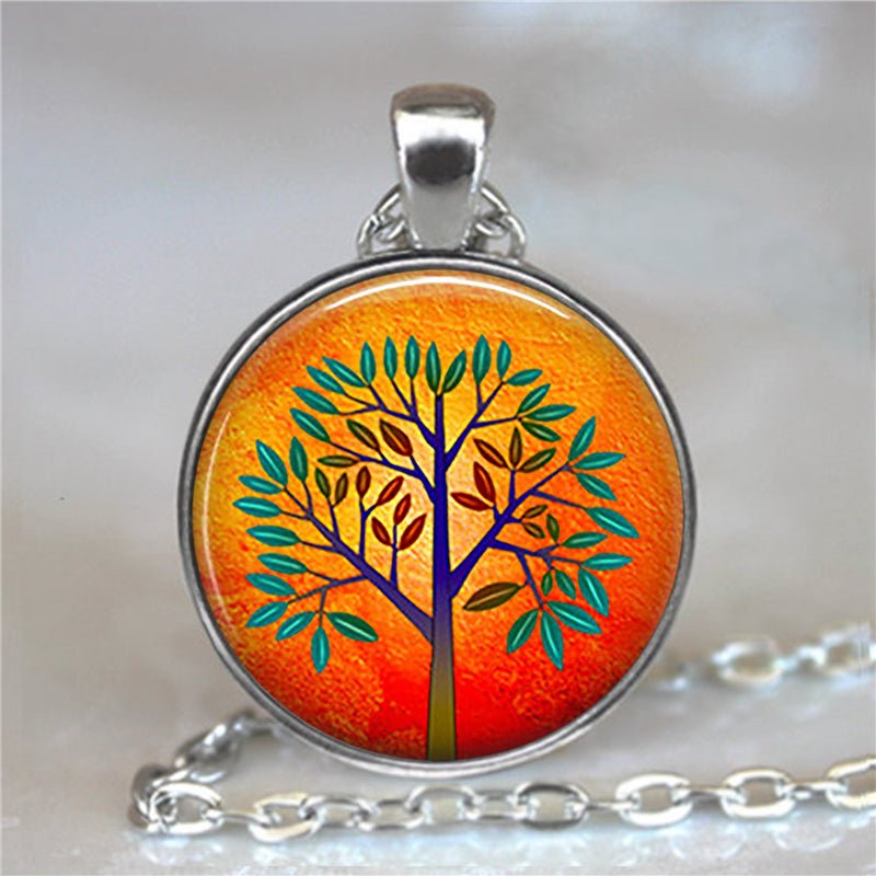 Tree Of Life Glass Cabochon Statement Necklace & Pendant Jewelry image 18