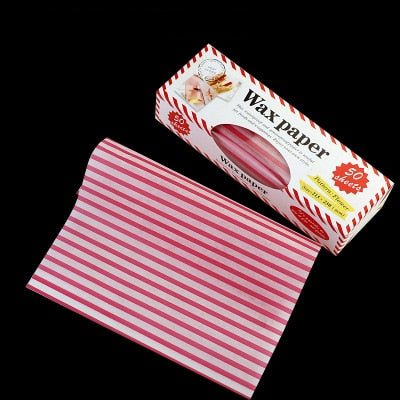 50Pcs/Lot Wax Paper Food Grade Grease Paper Food Wrappers |Wrapping Paper For Bread Sandwich Burger Fries | Oilpaper Baking Tools - Stripe with Box image